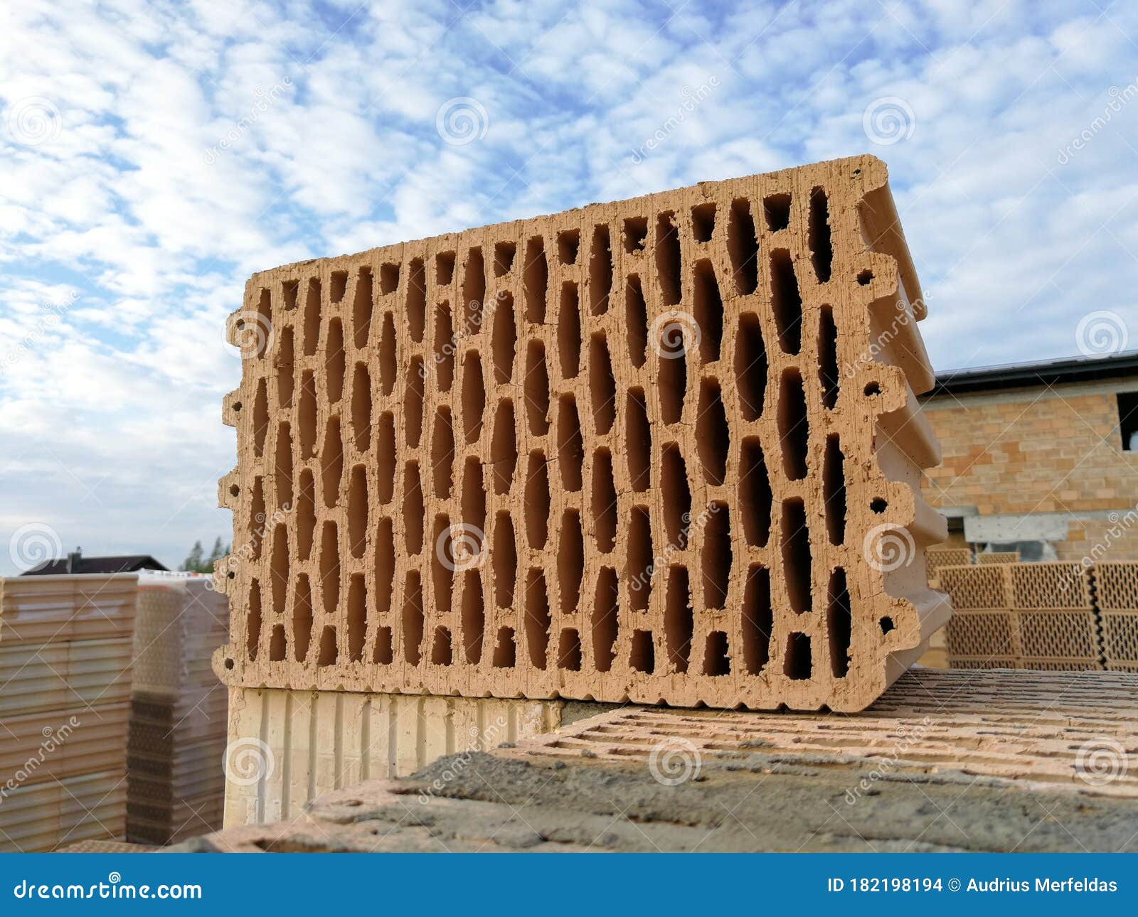 Ceramic Building Block Close Up in Constructions Stock Photo Image of