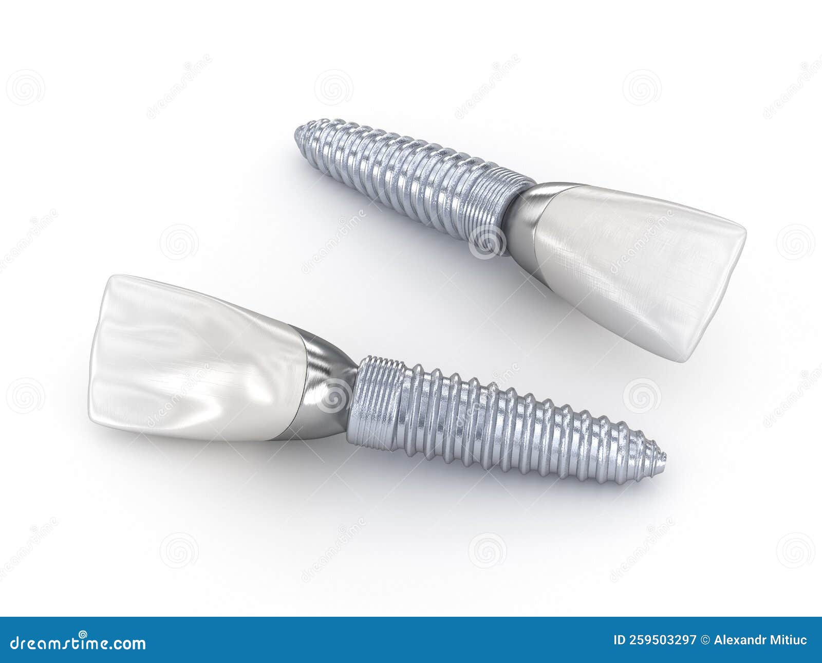Ceramic Crown, Custom Implant Abutment and Implantat. Medically