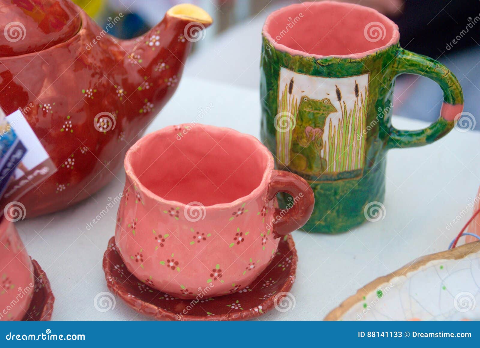 Ceramic cups and kettle stock image. Image of furnace - 88141133