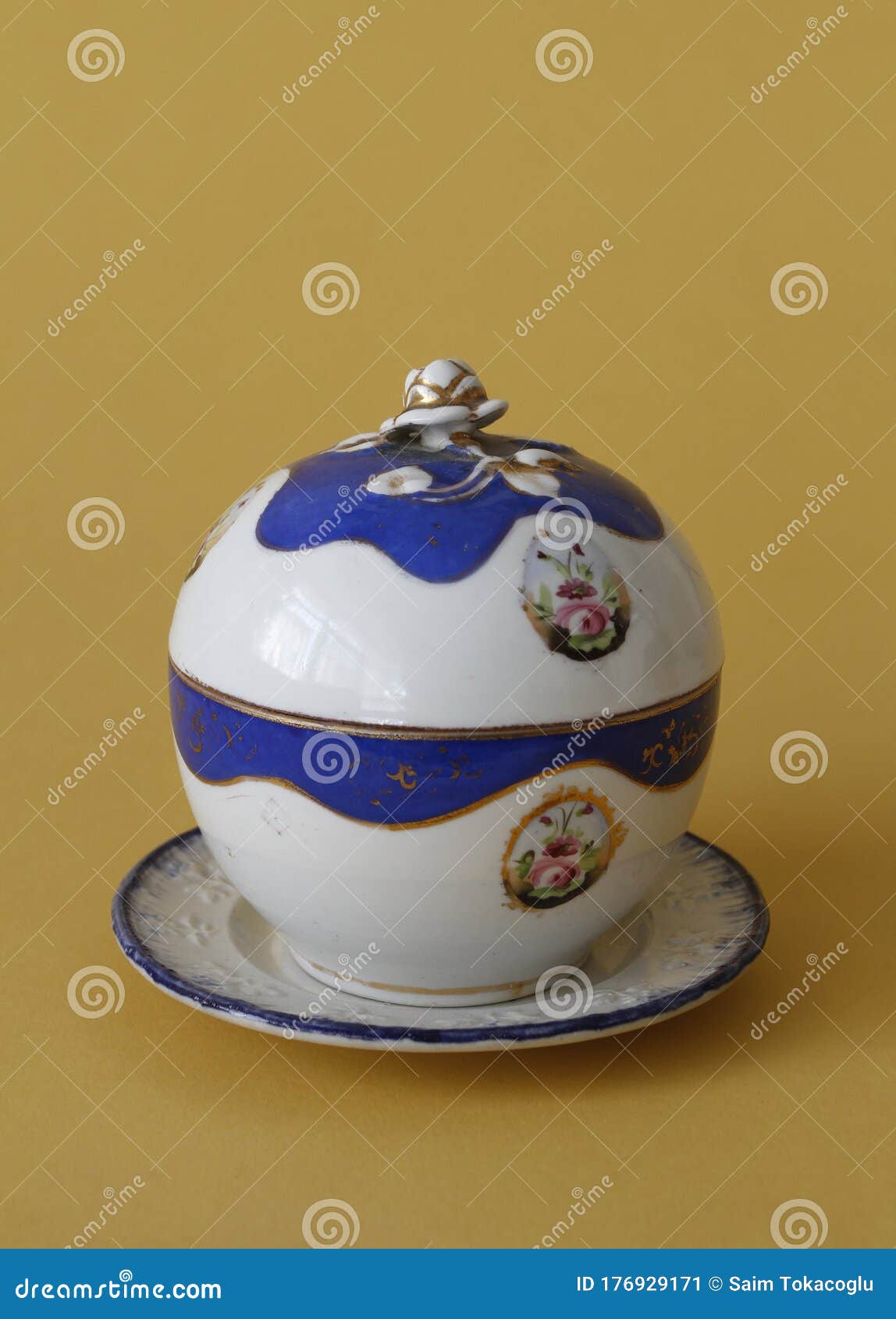 Ceramic Cups with Lids and Plates, Handmade, Patterned, with Lid Stock