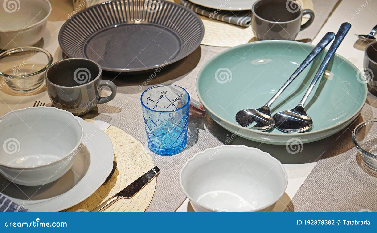 Ceramic dishes tabletop stock photo. Image of modern 192878382