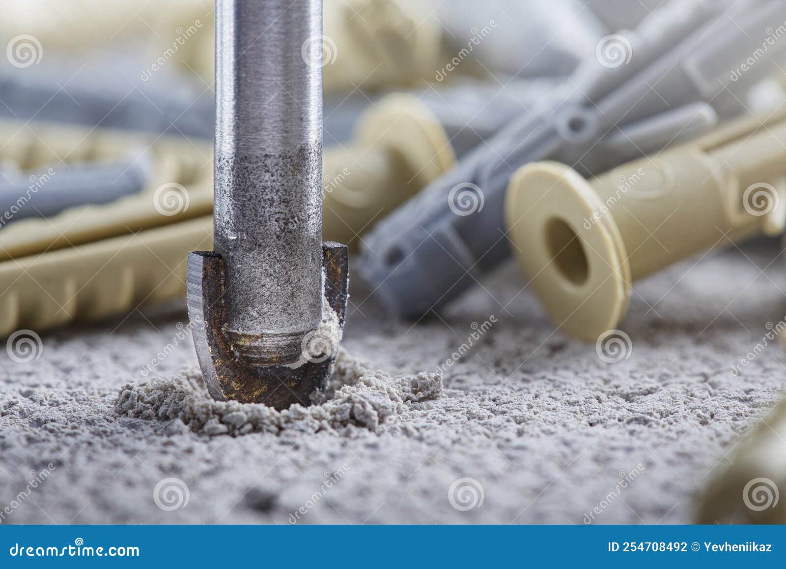 Ceramic Drill Bit Make Holes in Concrete Wall with Industrial Drill