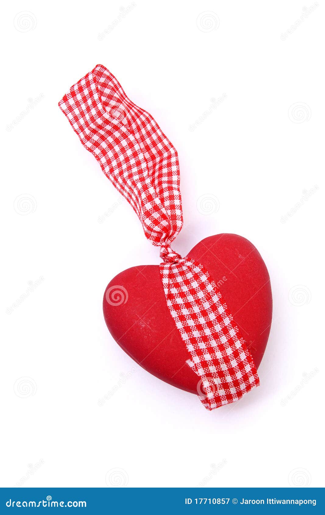 Ceramic heart with bow. Ceramic vintage decorate heart isolated on white background and copy-space