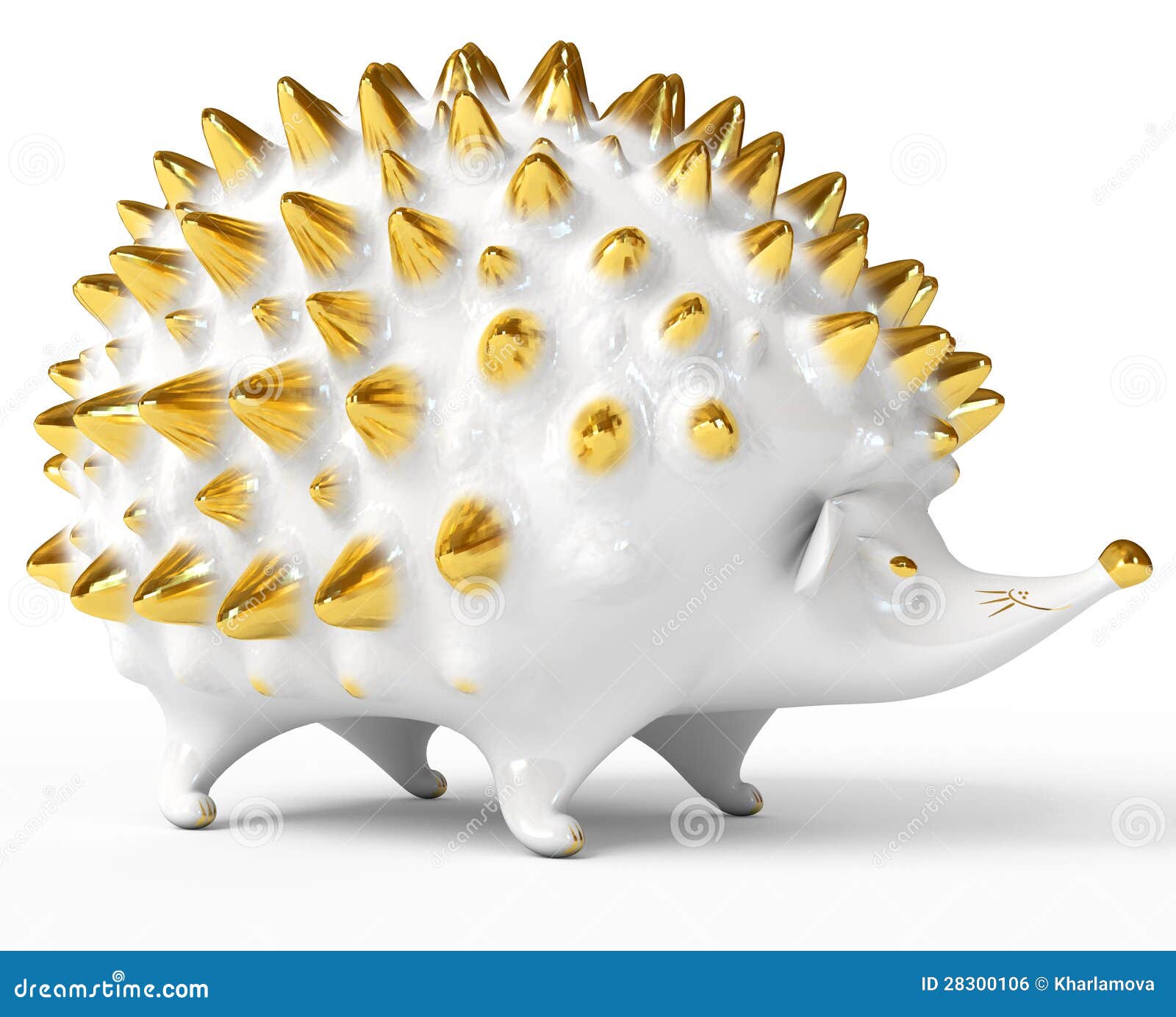 Ceramic Hedgehog Figurine Over White Stock Illustration Illustration