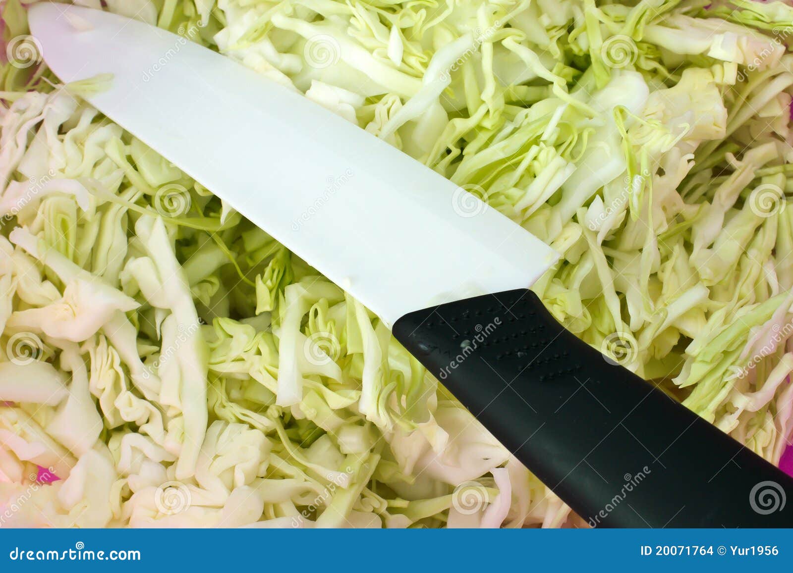 Ceramic Knife and Chopped Cabbage. Stock Photo Image of garnish