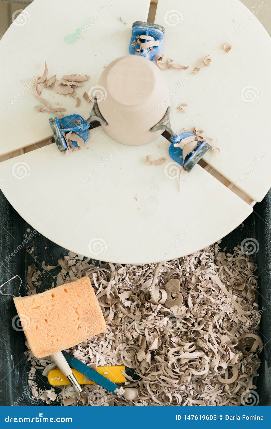 Ceramic Mug Made on a Potter`s Wheel in the Stock Image