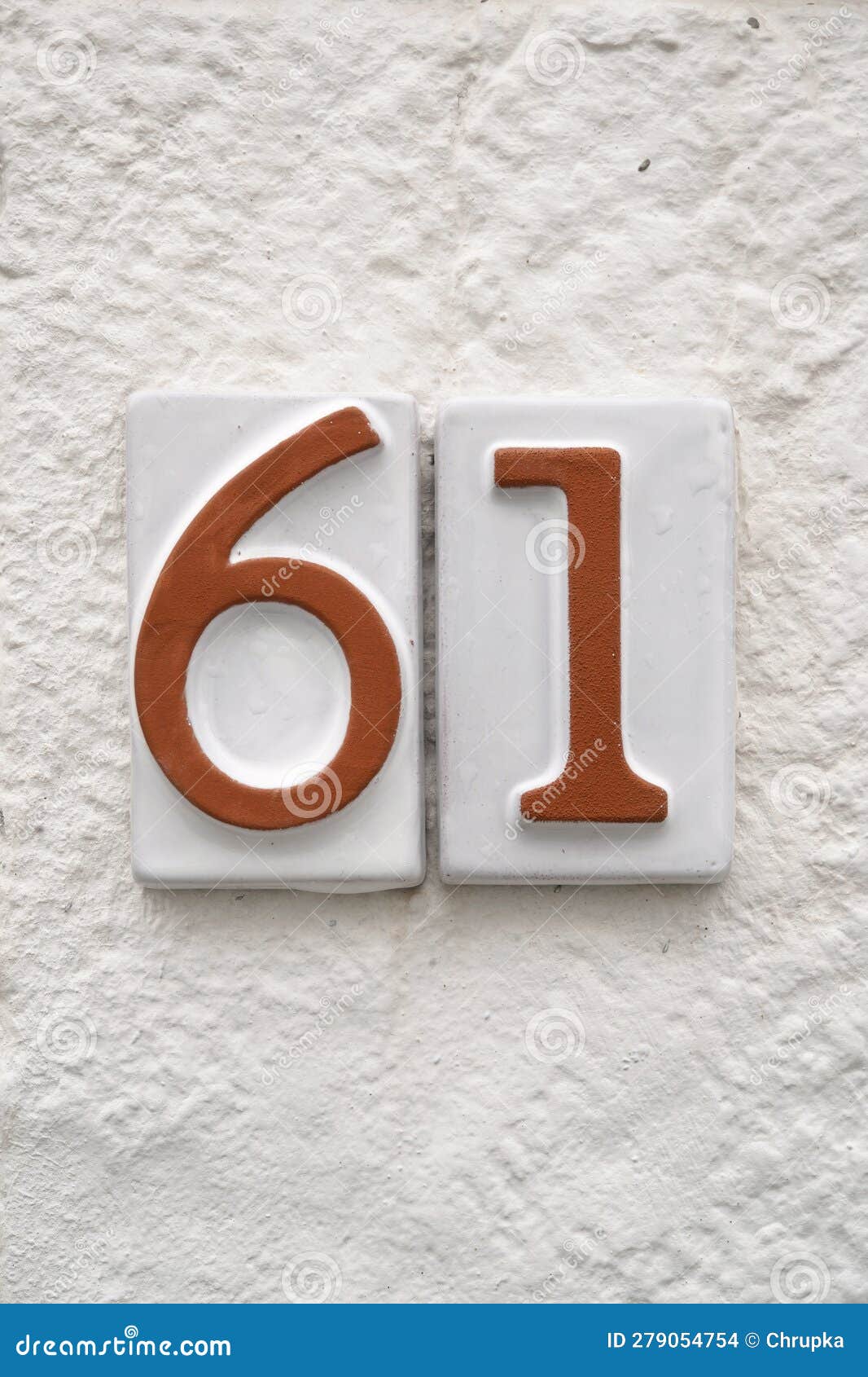 Ceramic Number Plate on White Wall Stock Photo Image of symbol