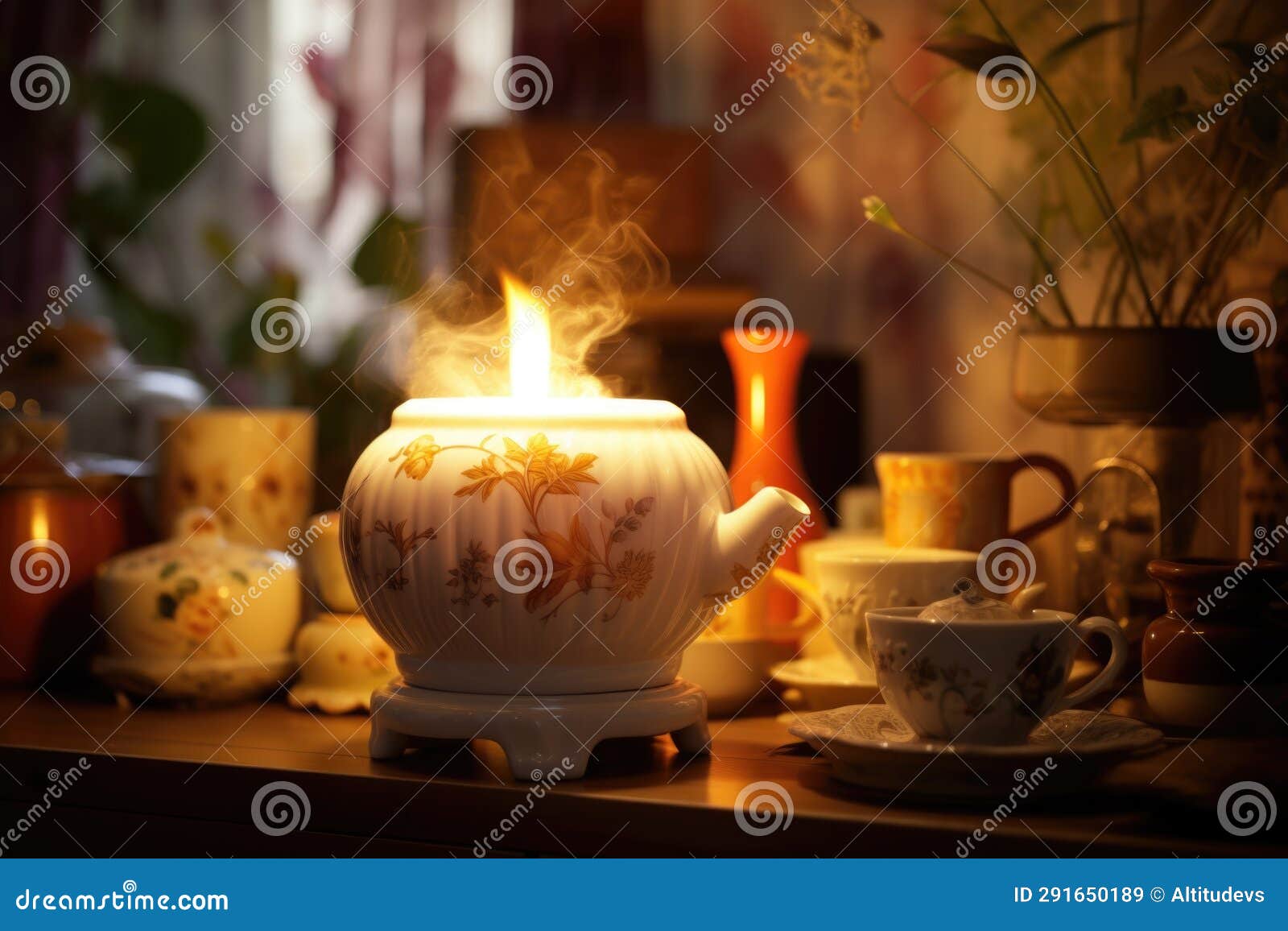 Ceramic Oil Burner Filling the Room with Soft Light Stock Image Image