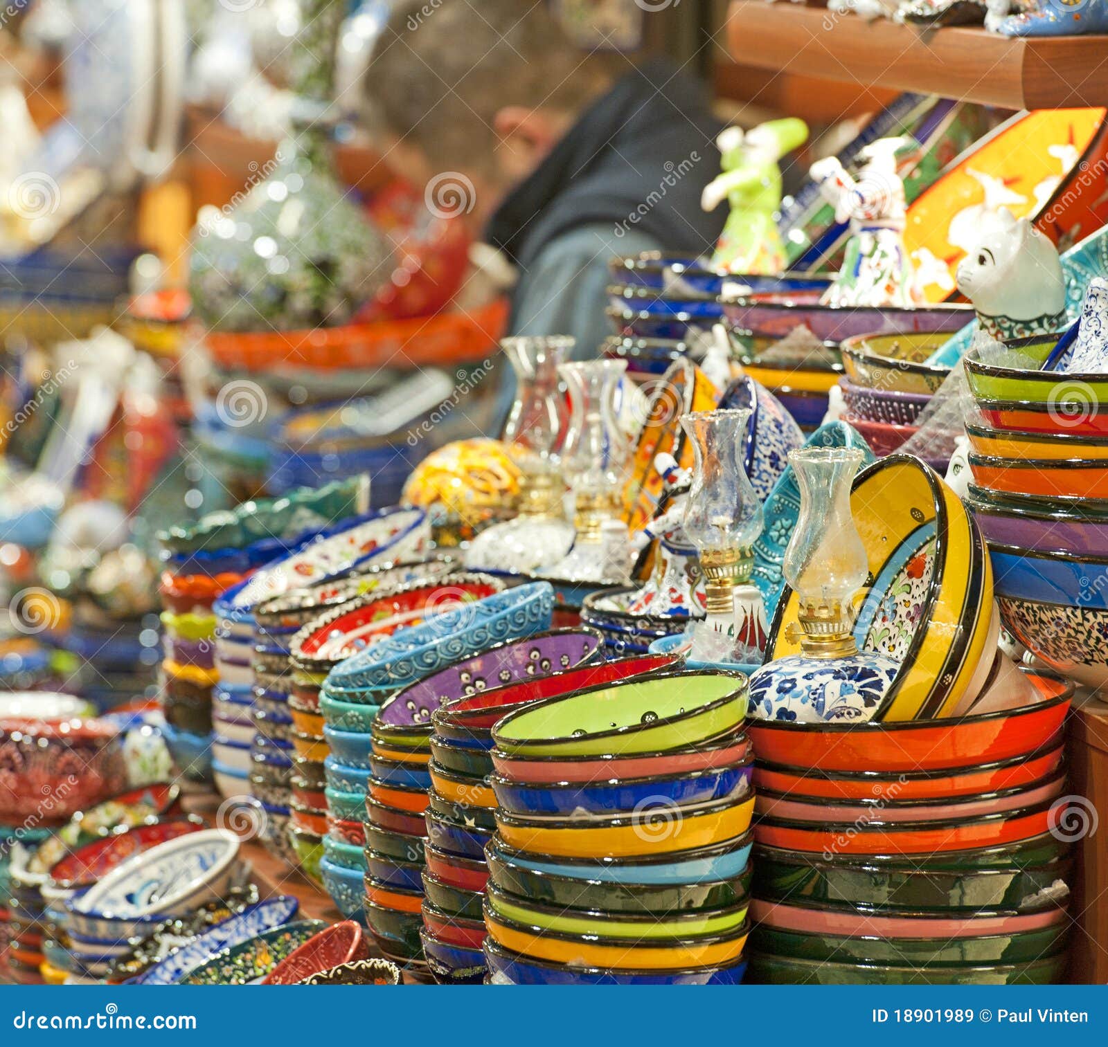 Ceramic Plates and Bowls at Market Stock Image Image of ceramic