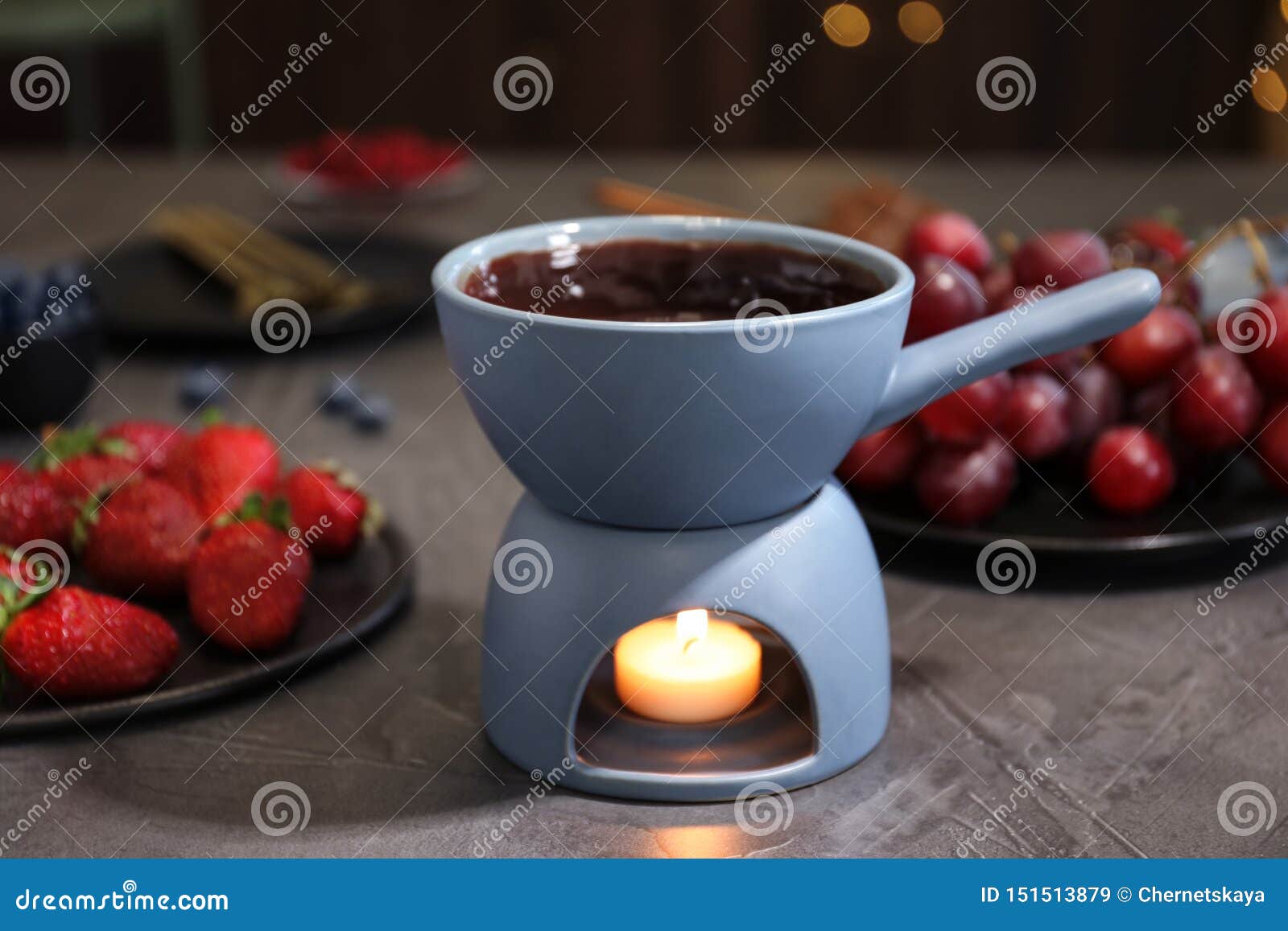 Ceramic Pot with Chocolate Fondue Stock Image Image of liquid
