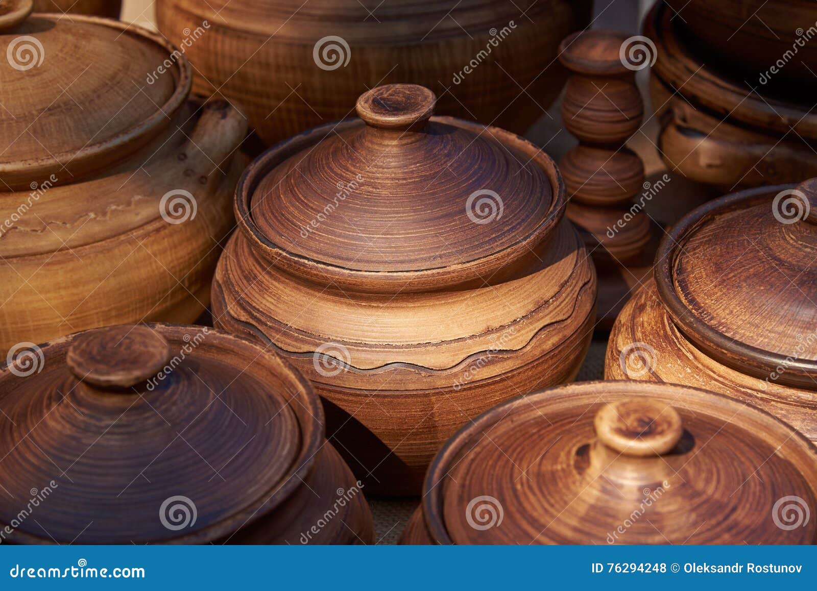 Ceramic pots handmade clay stock photo. Image of focus 76294248