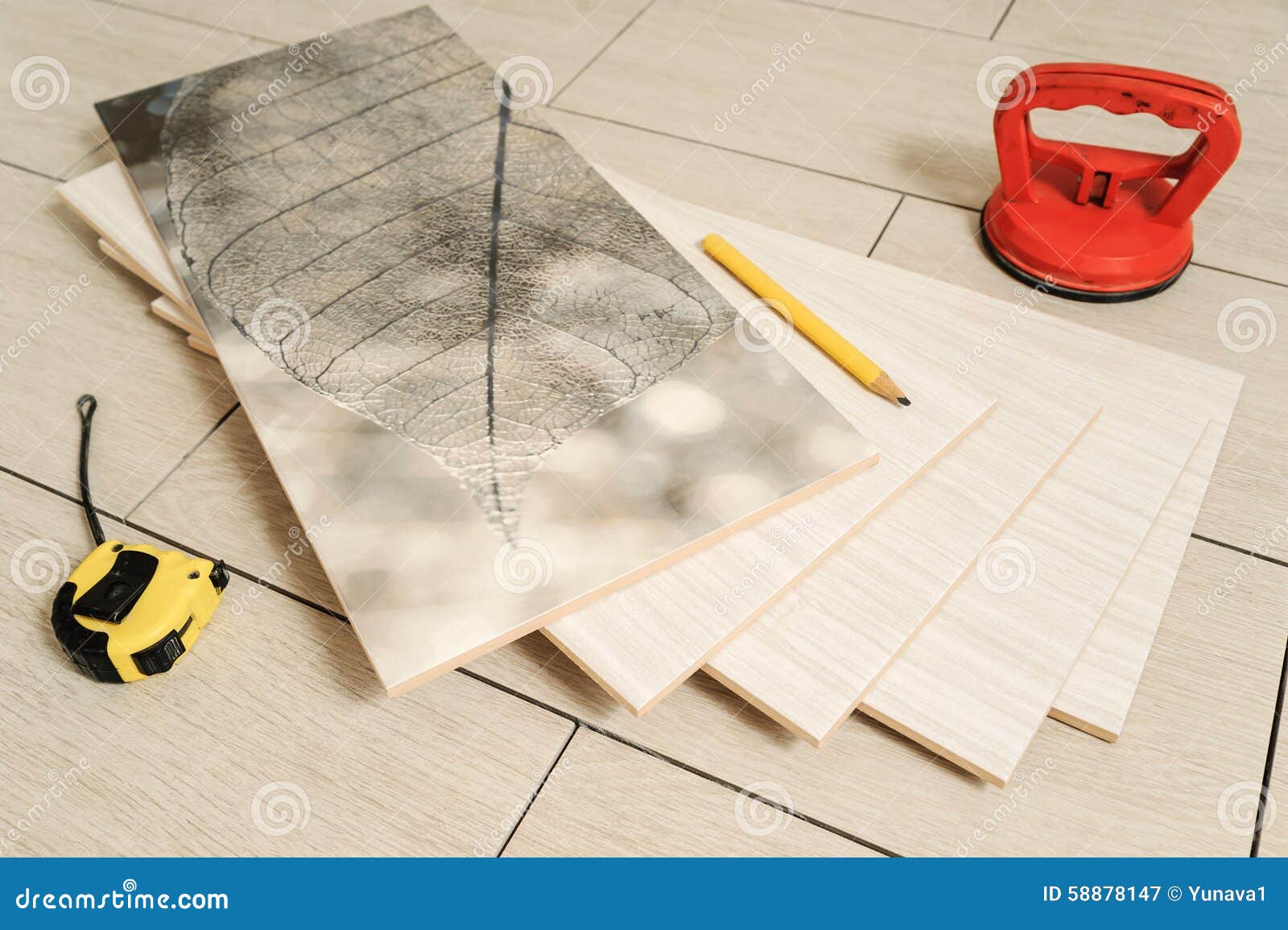 Ceramic Tile, Measuring Tape and Pencil Stock Image Image of pencil