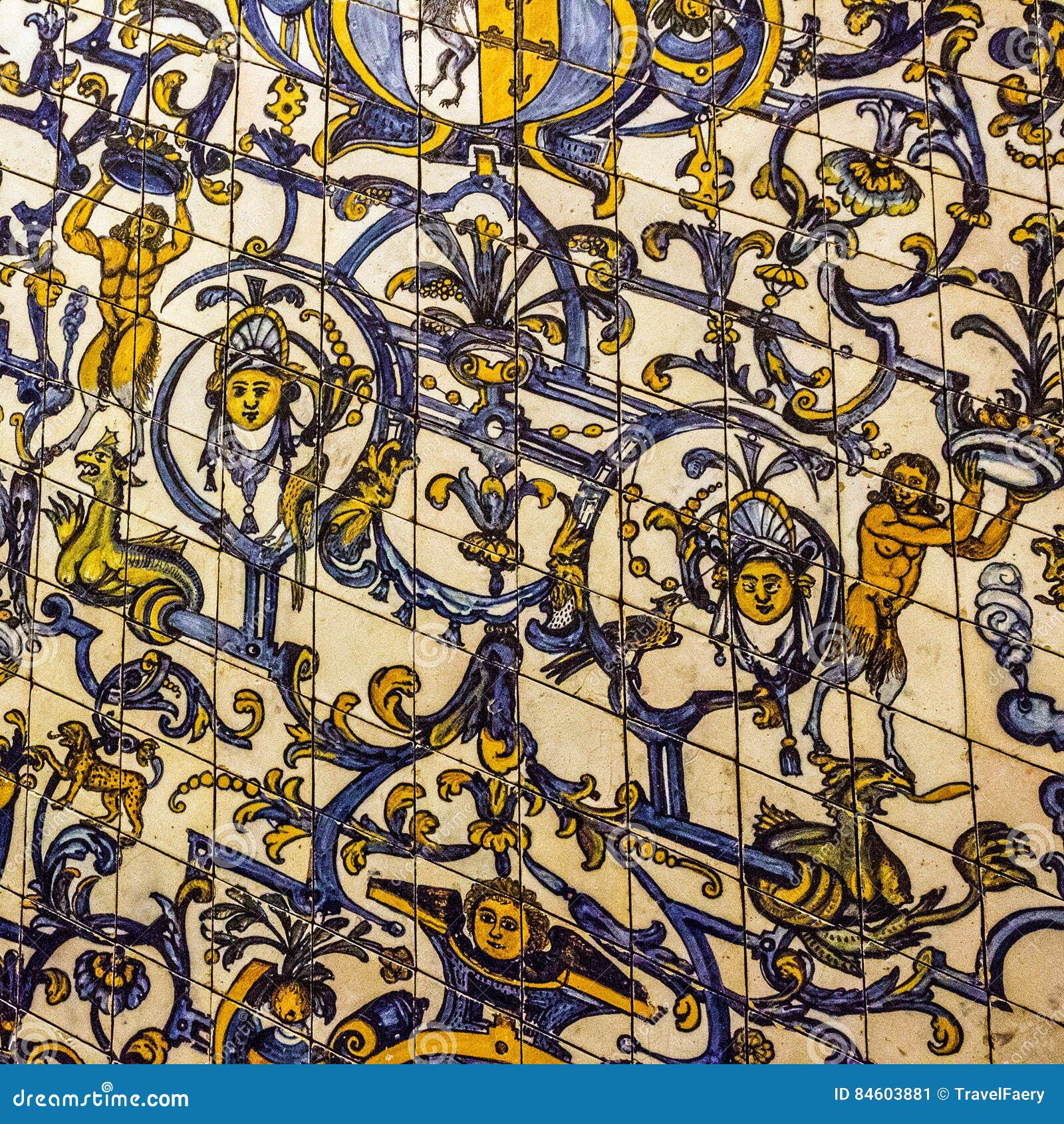 Ceramic Tile in Museum Azulejo, Lisbon, Portugal. Editorial Photo