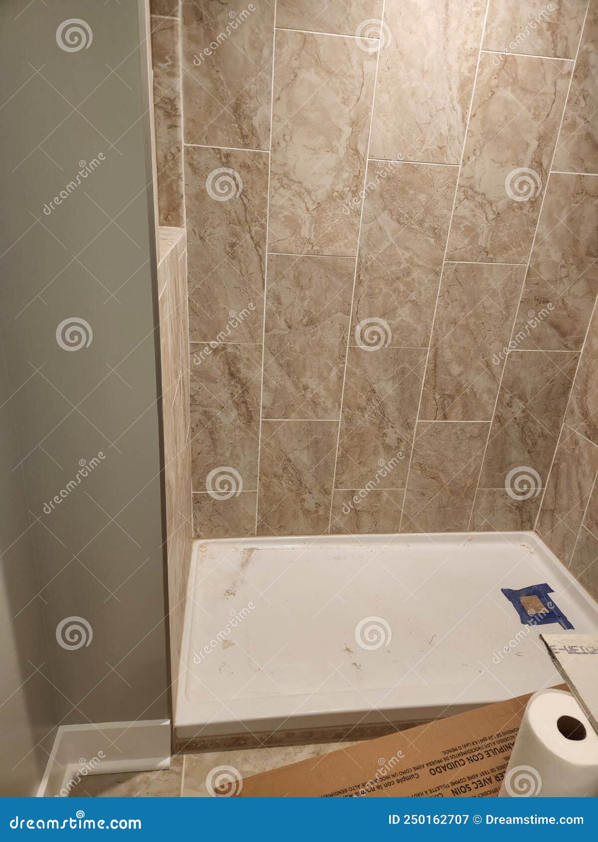 Ceramic Tiled Shower with Inlet in Wall Stock Image Image of shower