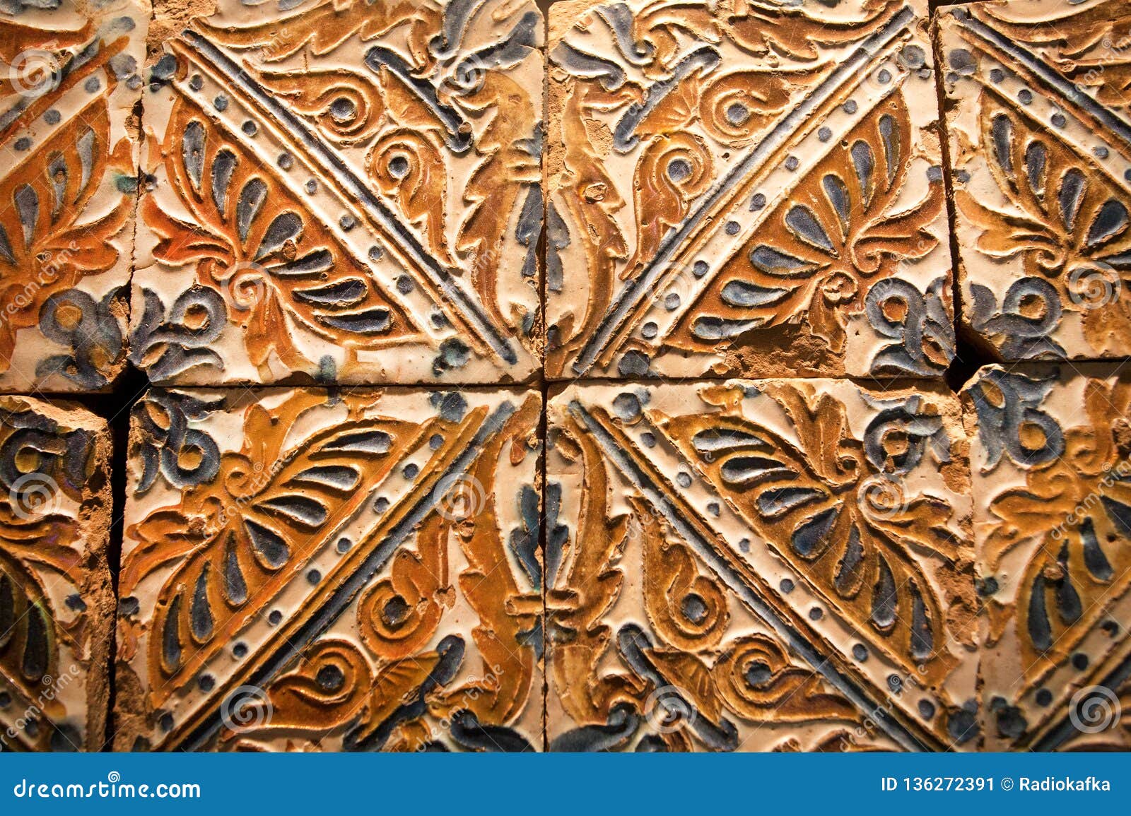 Ceramic Tiles Panel with Traditional Patterns, Made in 15th 16th