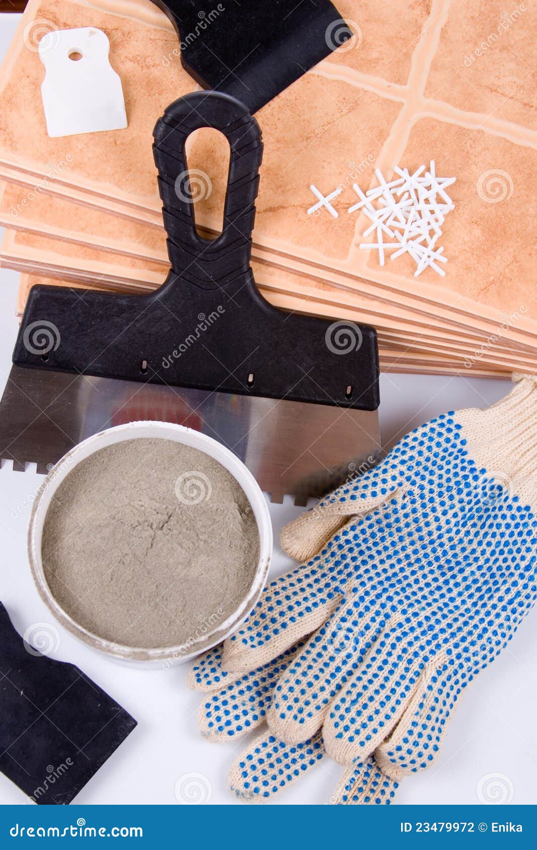 Ceramic Tiles and Trowel for Repairs Stock Photo Image of renovation