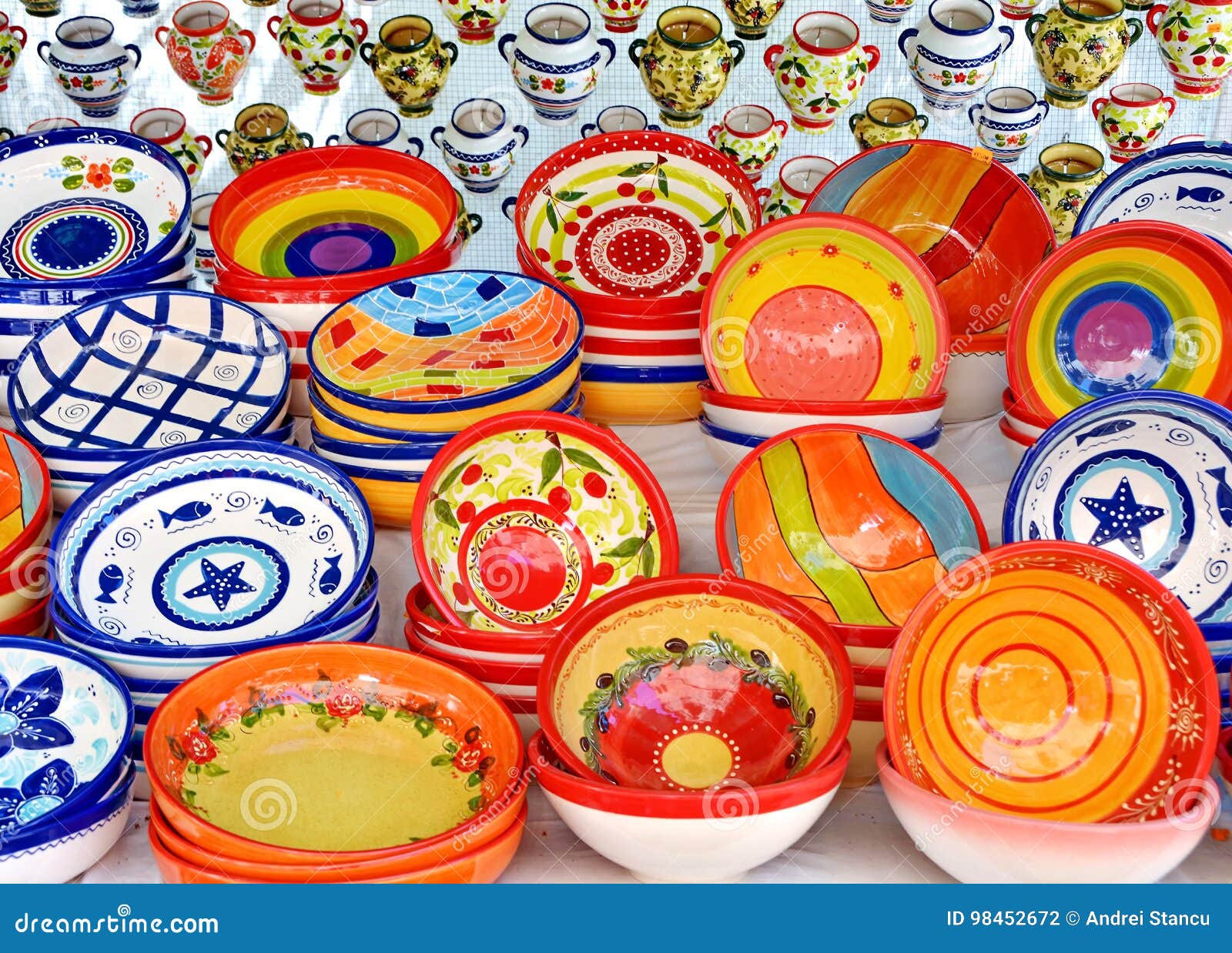 Ceramic. Traditional Colored Pottery Stock Photo Image of