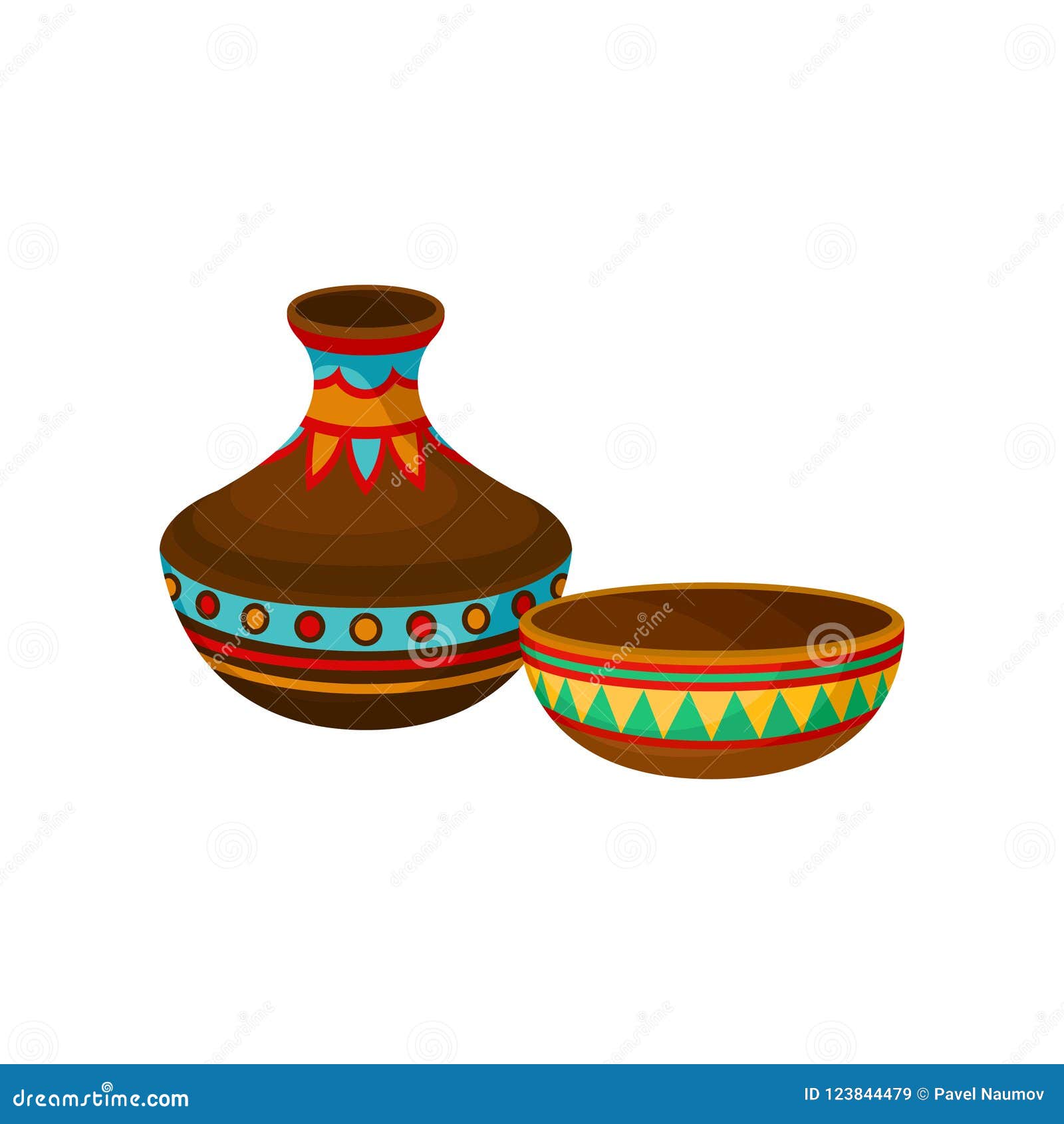 Ceramic Vase and Bowl, Authentic Symbol of Africa with Ethnic Ornament ...