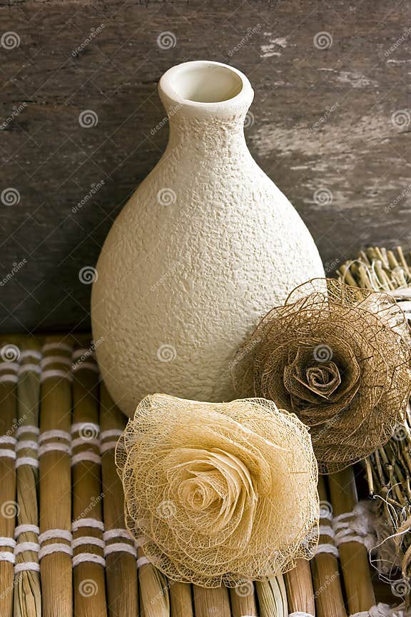 Ceramic Vase with Dry Flowers Stock Photo Image of ornate, ceramic
