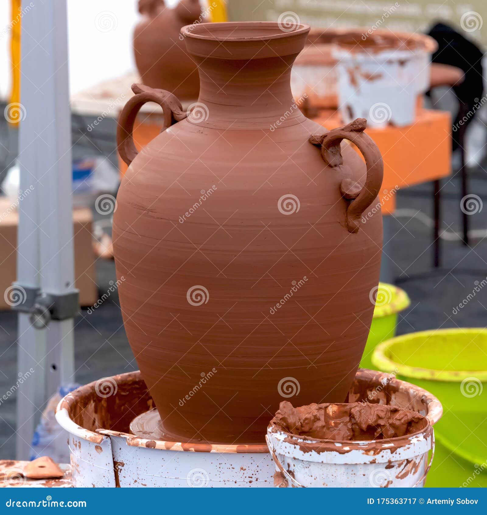 Ceramic Vase Made of Clay in a Pottery Stock Image Image of