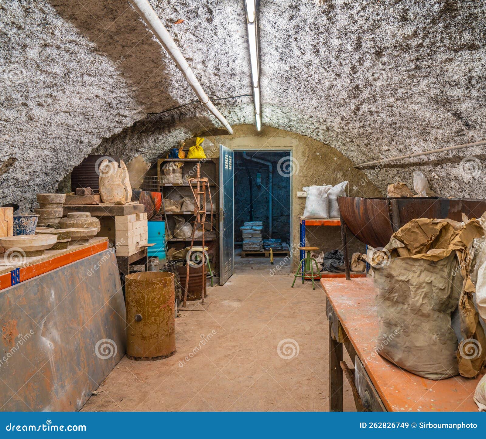 Ceramic Full of Bags of Clay Material, Mud, Tools, Tools and