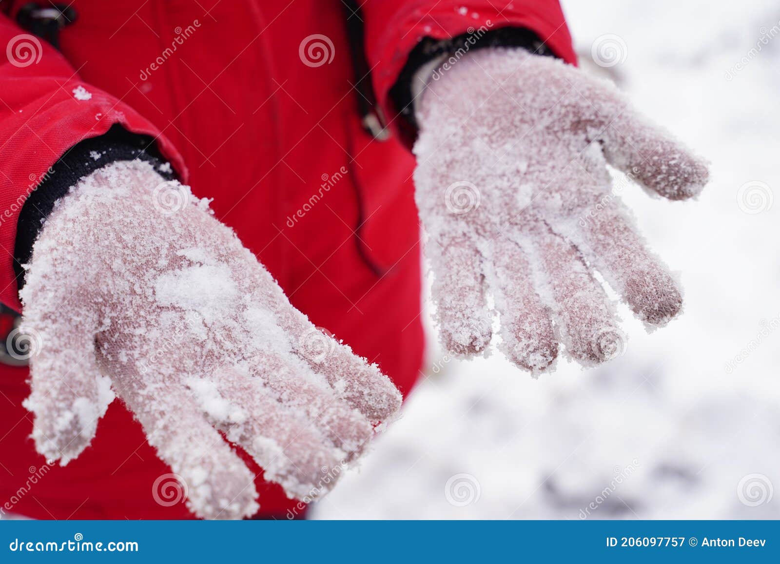 Cerca De Las Mujeres Las Manos En Los Guantes Con La Nieve. Irreconocible  Mujer Jugando Con Nieve En Paseo En Invierno. Imagen de archivo - Imagen de  invierno, nevando: 206097757