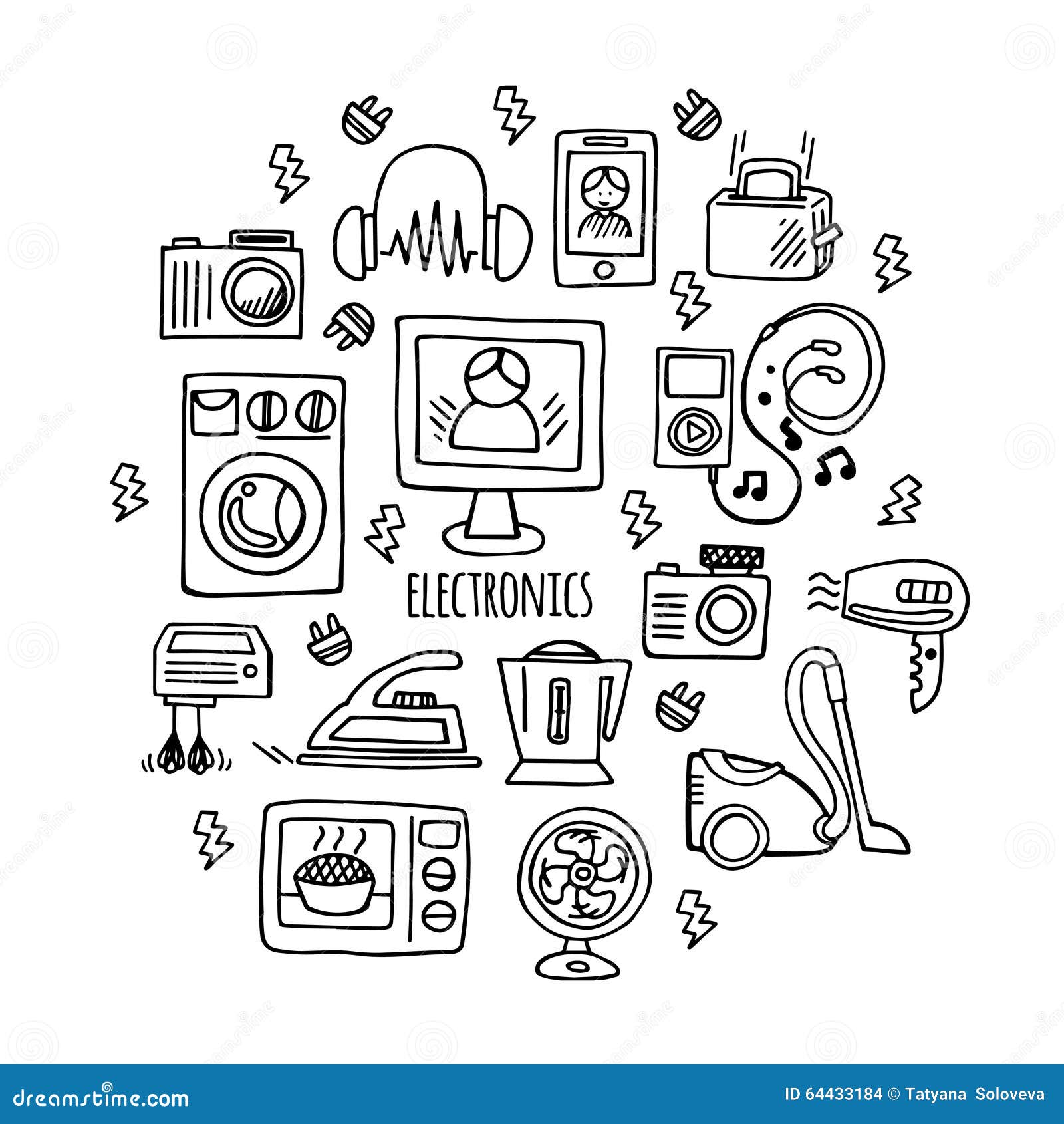 Cercle De Vecteur De Croquis D'électronique Domestique Illustration de  Vecteur - Illustration du divertissement, nettoyeur: 64433184