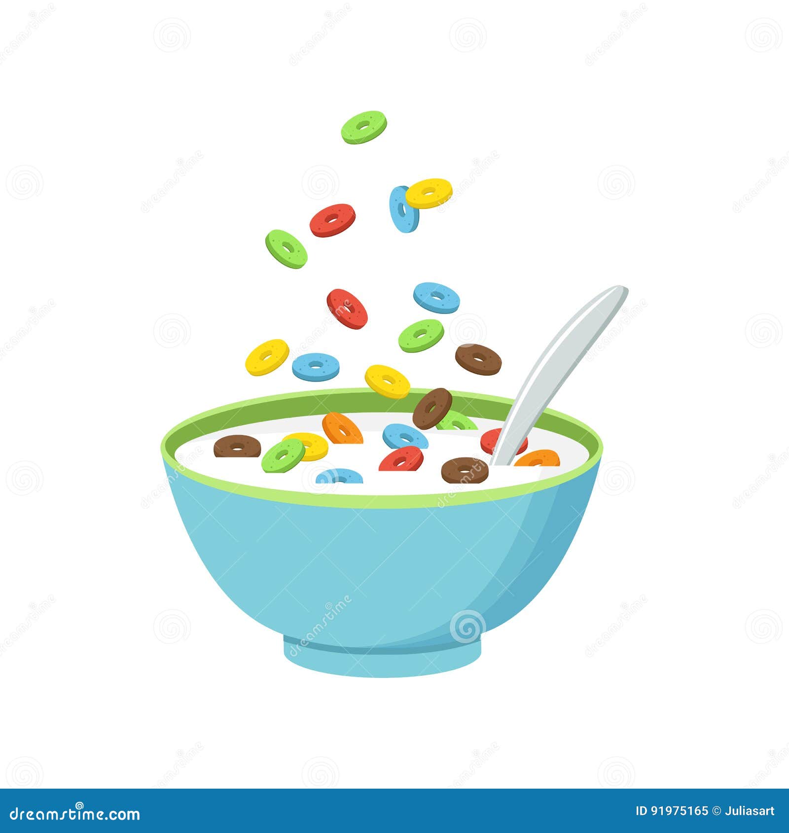 Bowl Cereal Carton Milk Friends Forever. Vector Graphics Royalty-Free ...