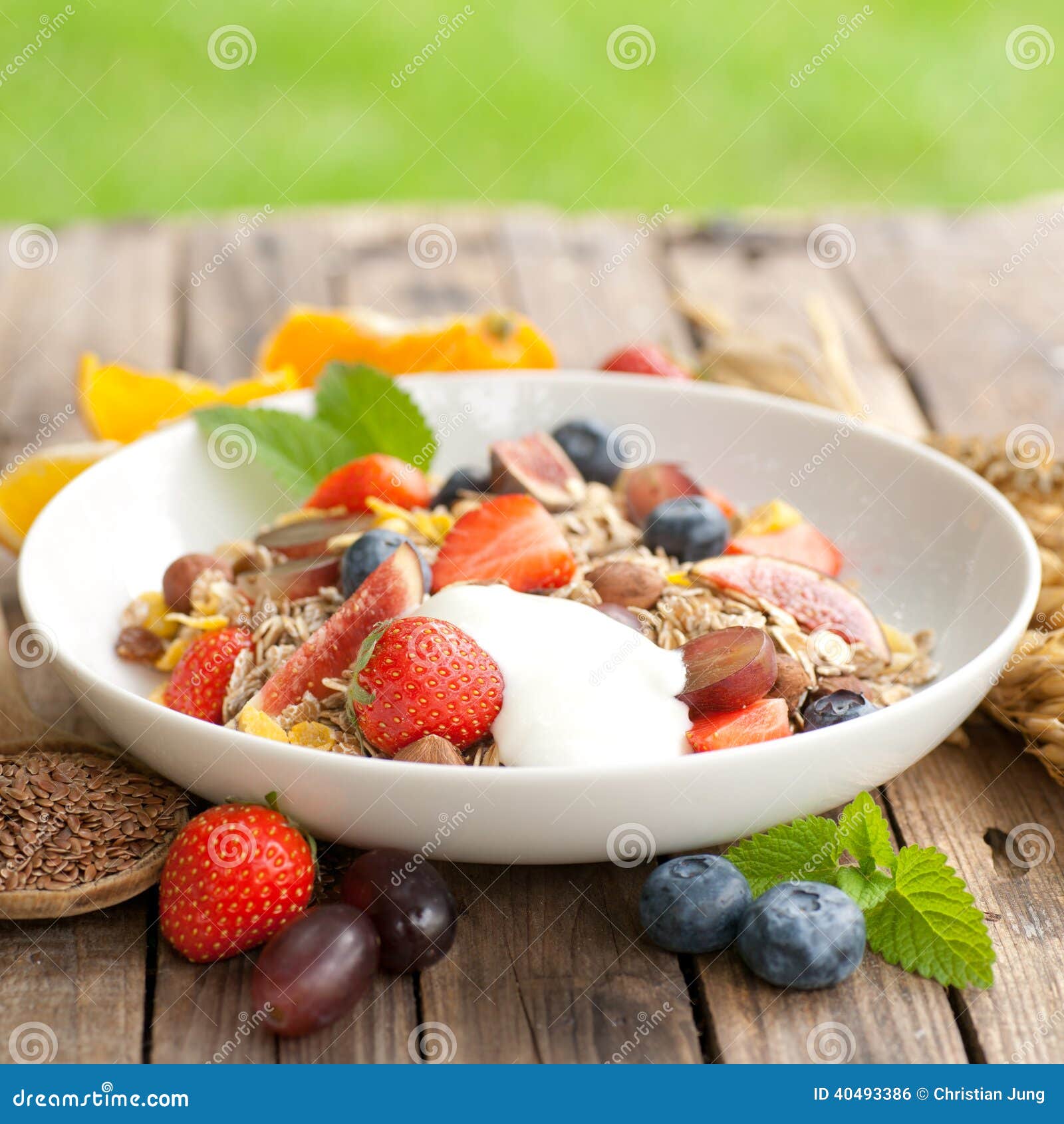 Cereal with fresh fruits stock photo. Image of grains 40493386