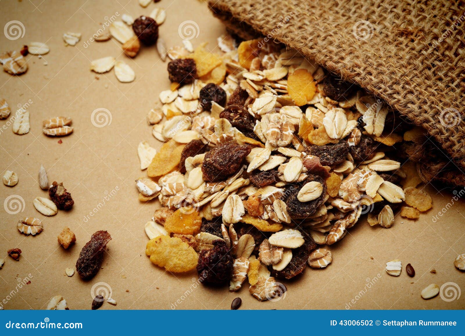 The Cereal Mix with Prunes and Raisins in Sack Stock Photo Image of