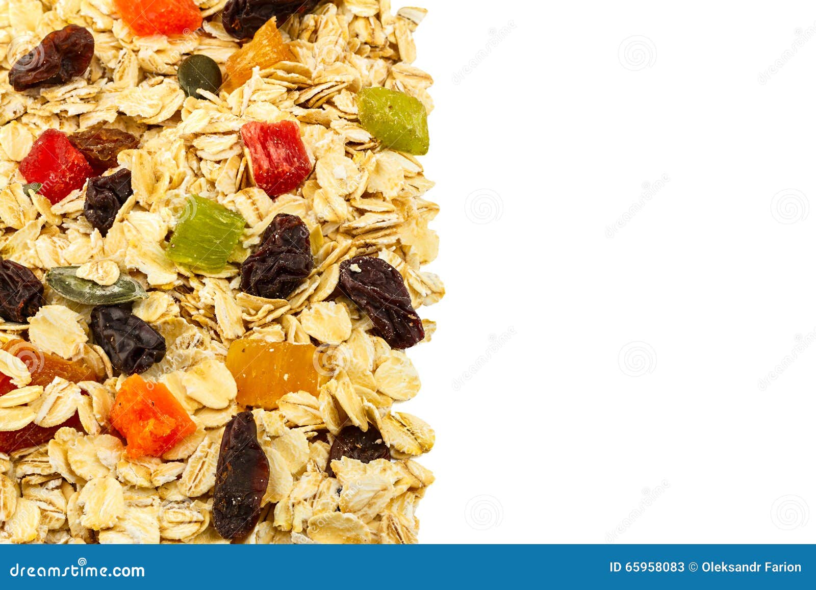 Cereal Muesli or Oat Flakes with Dried Fruit, Studio Isolated with