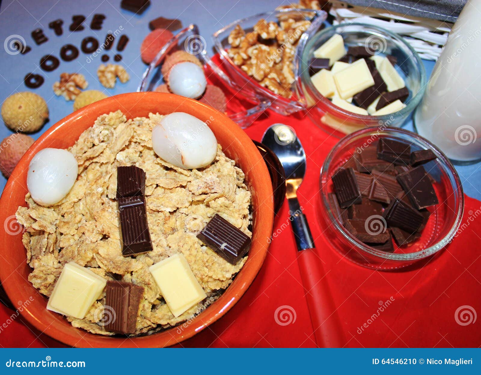 Cereals with Chocolate and Fruit Stock Photo Image of flakes, pieces