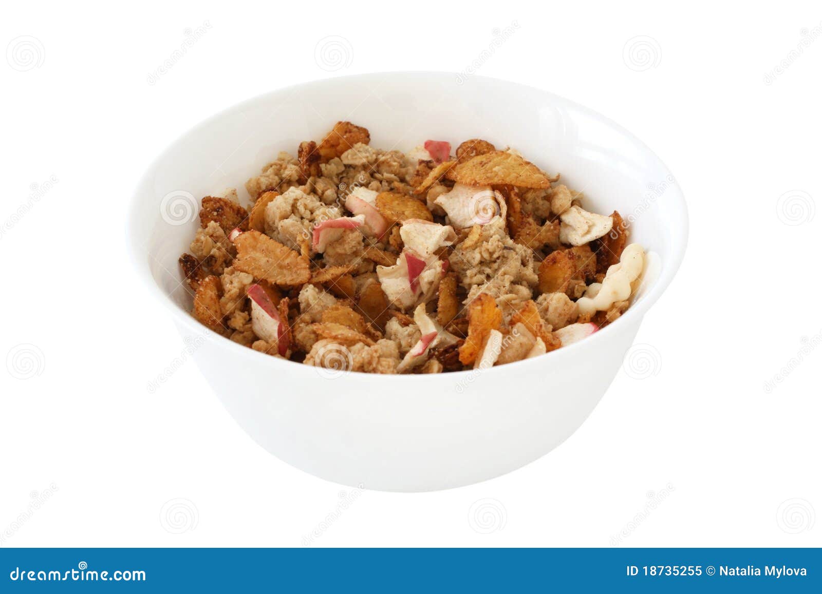 Cereals with Dry Apple and Cinnamon Stock Image Image of white, apple