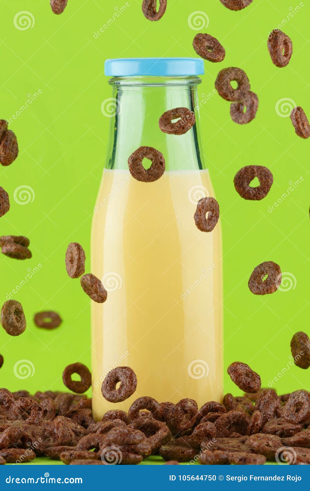 Download Cereals And Yellow Milk Bottle Stock Photo Image Of Rings Splash 105644750 PSD Mockup Templates