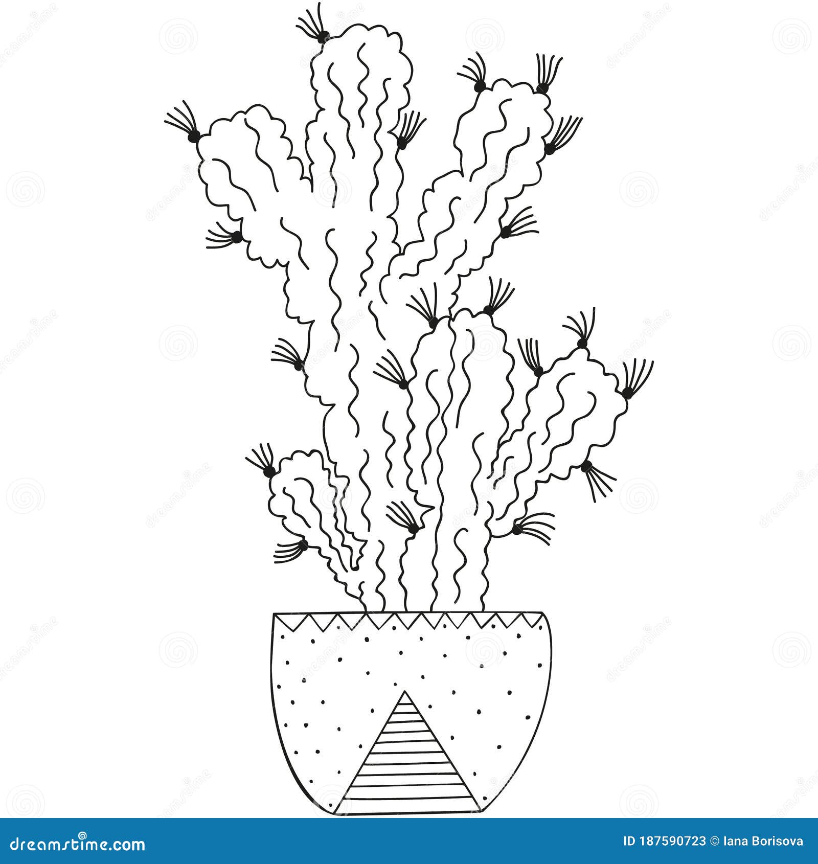 Silhueta de planta tropical ícone preto de pote de cactos isolado