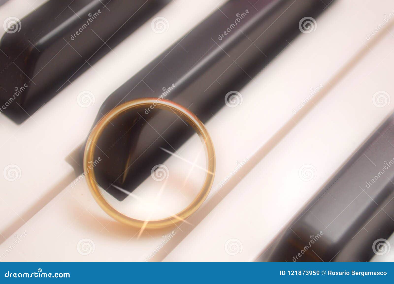 Wedding Ring on Piano Keys Instrumental Music Stock Image Image of
