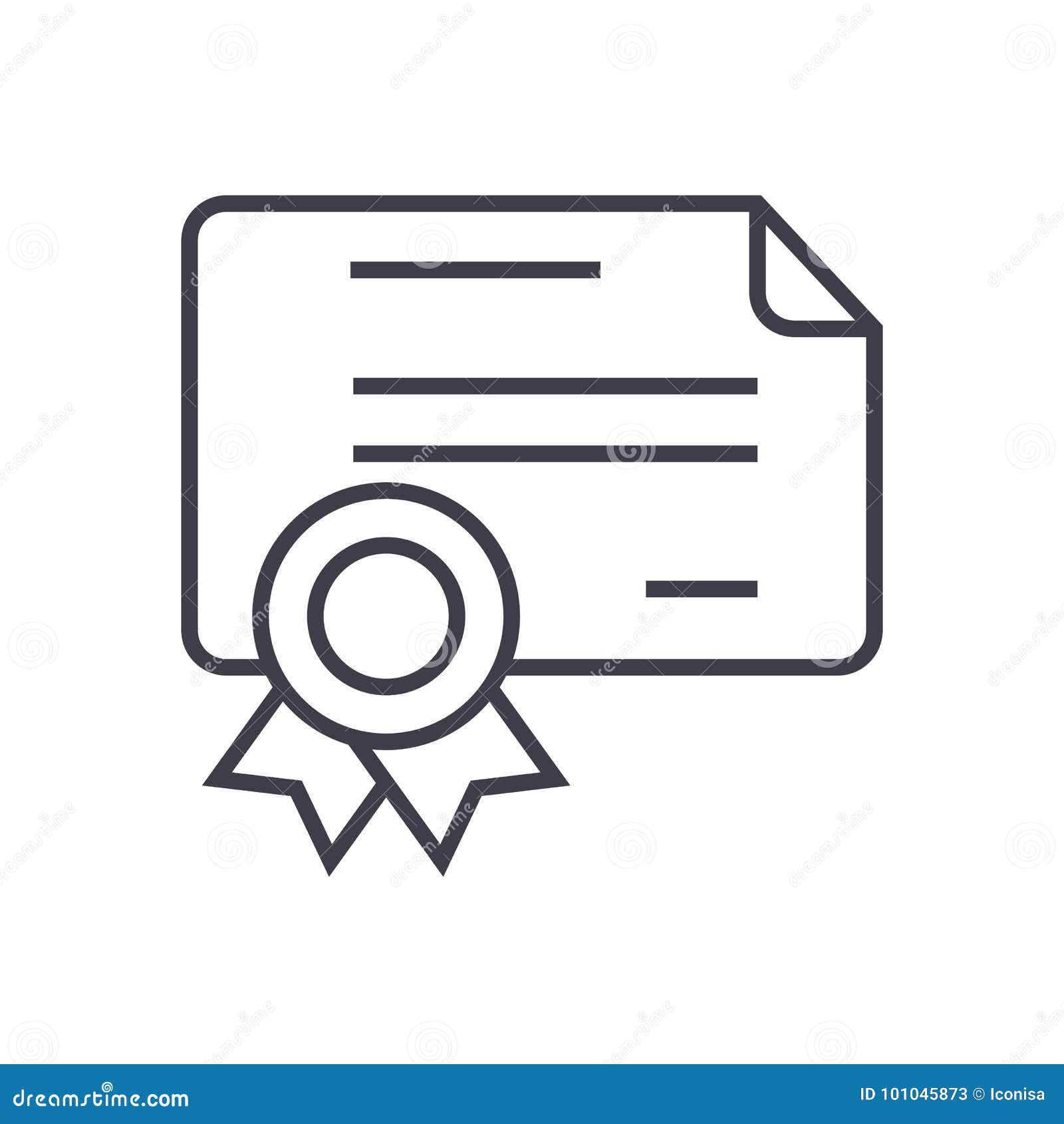 certificado línea icono muestra ejemplo del vector del diploma en