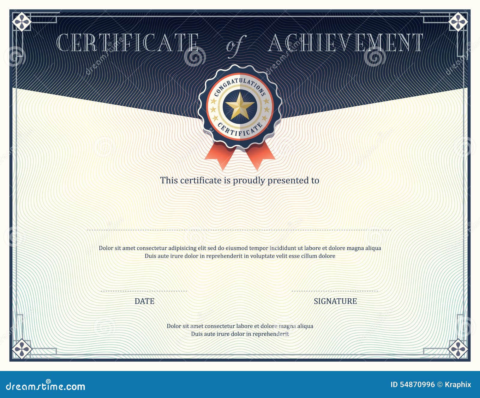 Certificate of Achievement Design Template Stock Vector - Illustration of deco, gift: 54870996 Certificate of Achievement Design Template Stock Vector - Illustration of deco, gift: 54870996
