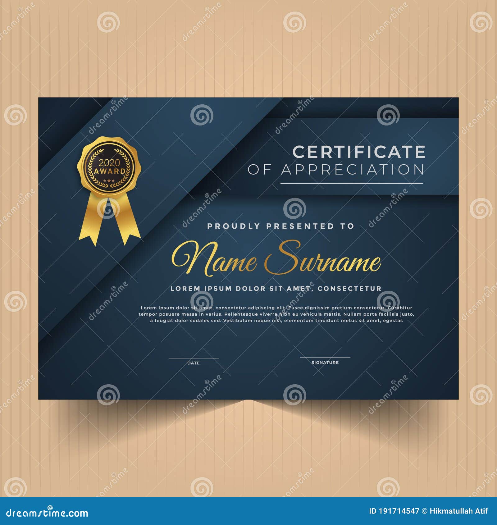 Modern Certificate of Appreciation Design Template for Award or
