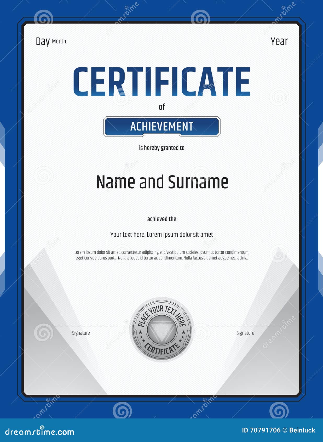 certificate of achievement template in vector stock vector