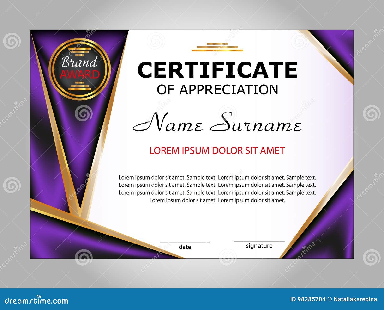 Certificate of Appreciation. Award Winner Stock Vector Illustration