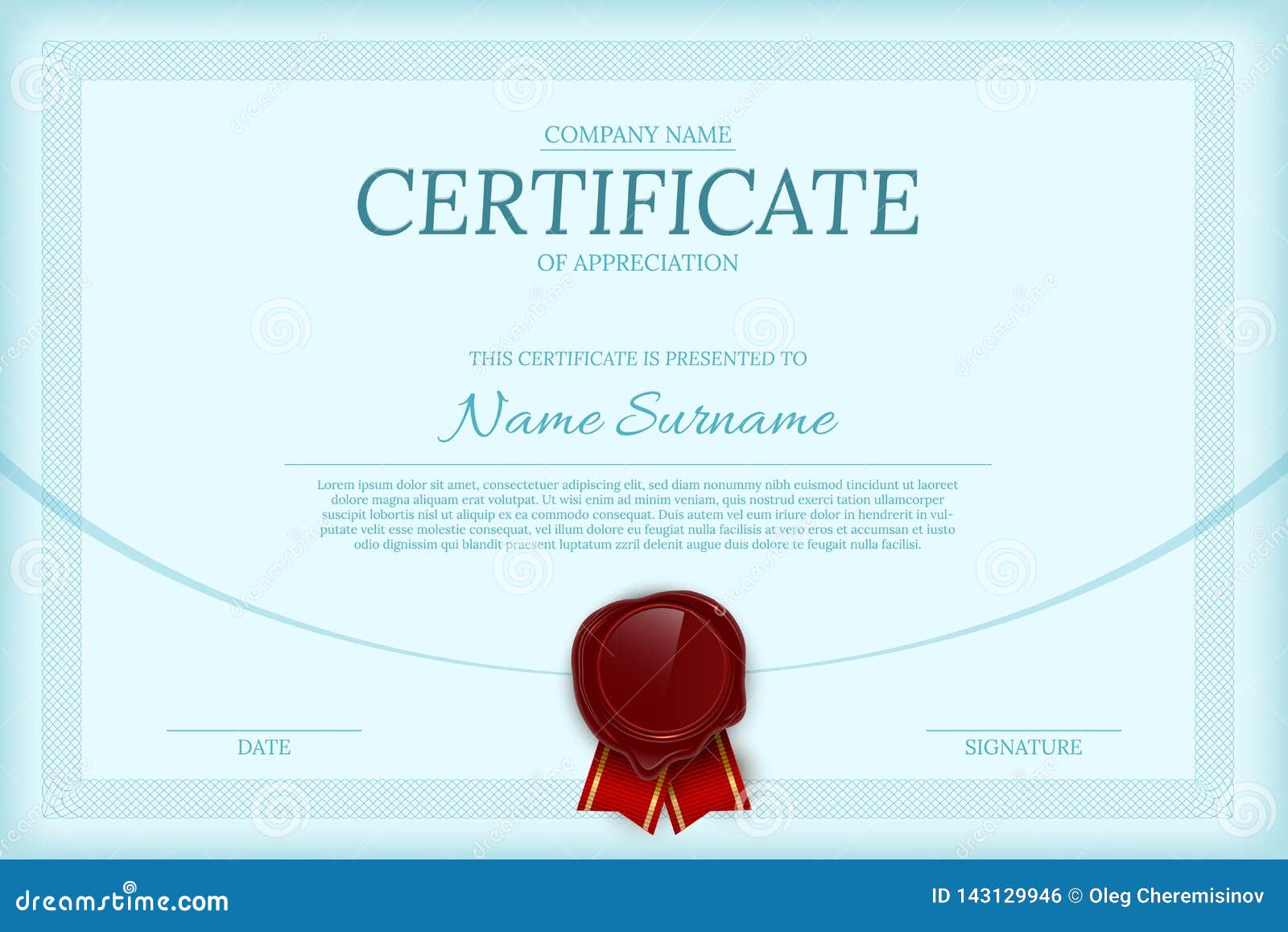 Certificate of Appreciation Color Vector Template Stock Vector Regarding Certificate Of Appreciation Template Doc