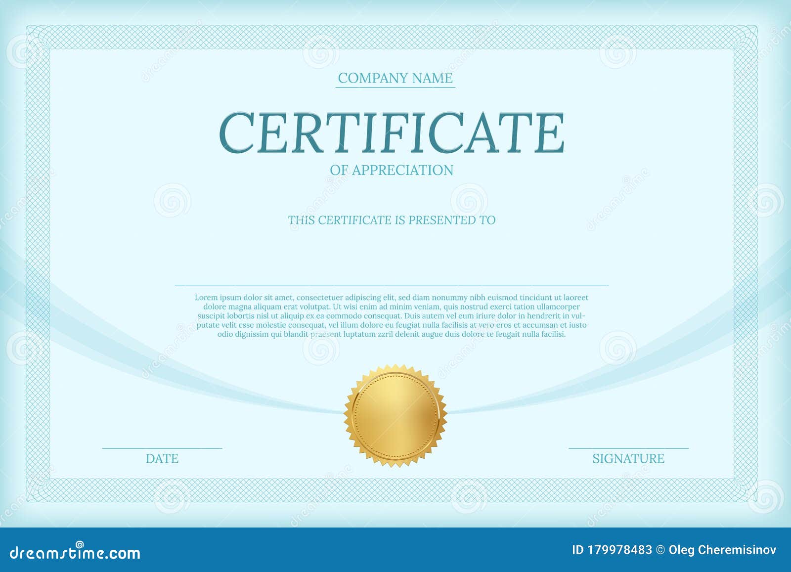 Certificate of Appreciation Color Vector Template. Diploma Layout Inside Certificate Of Appreciation Template Doc