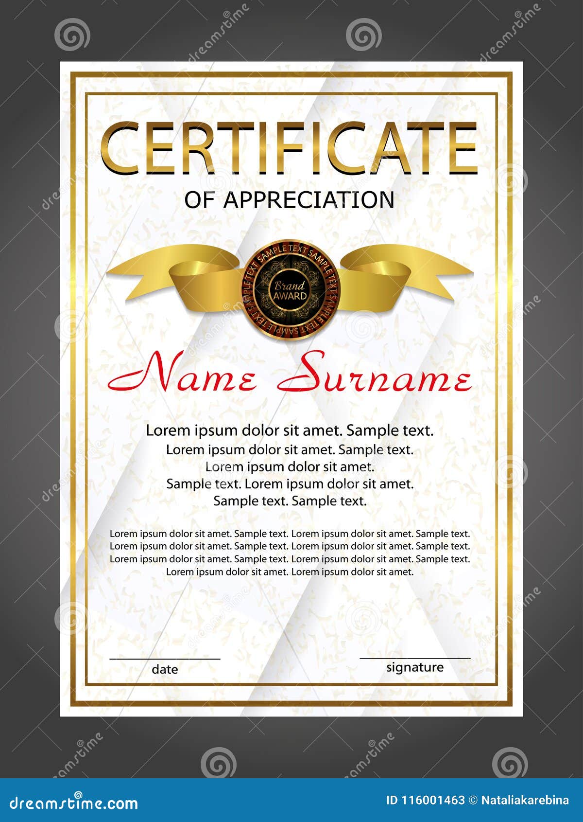 Certificate Of Appreciation Diploma Vertical Template Winning The