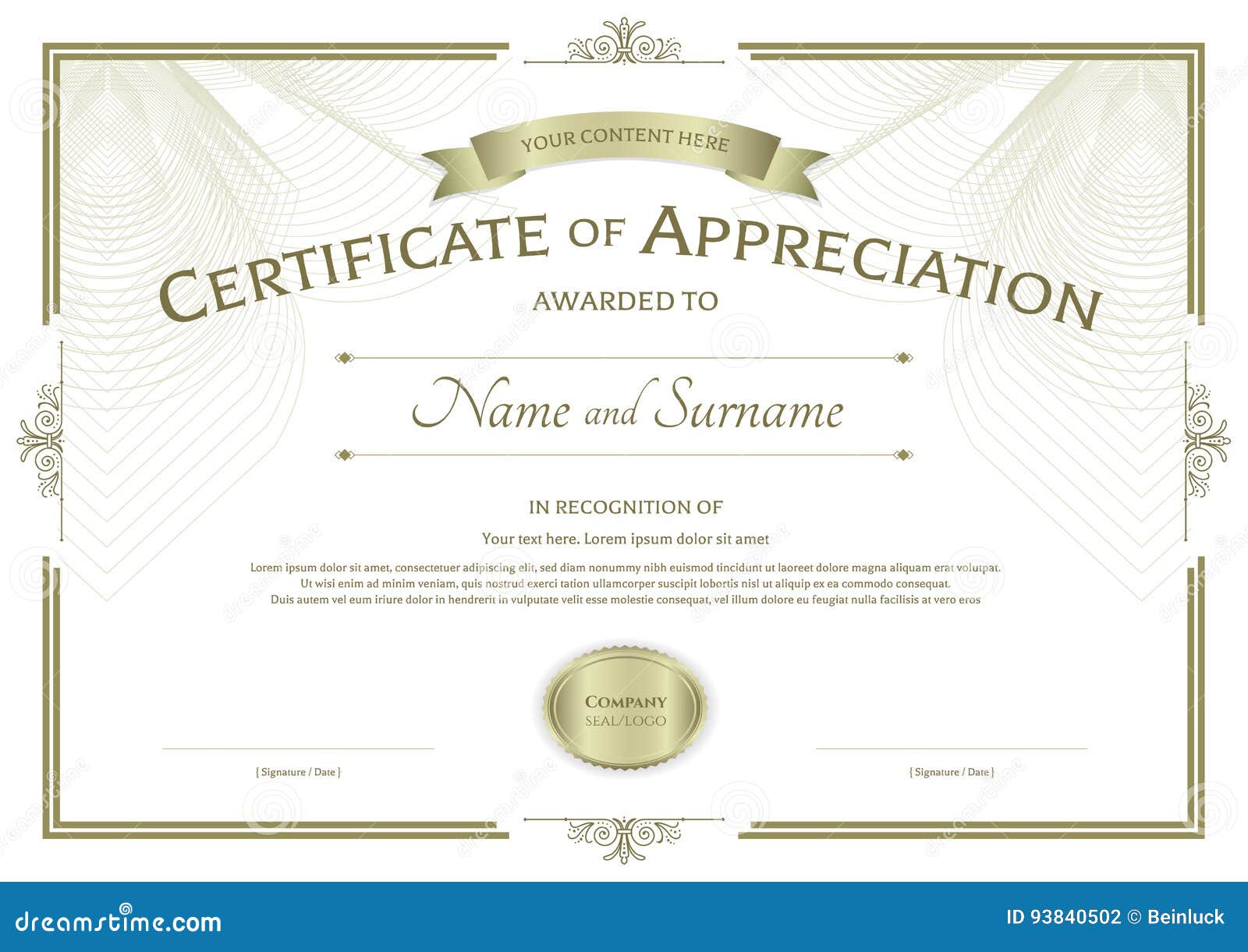 certificate of appreciation template with award ribbon on certificate of appreciate