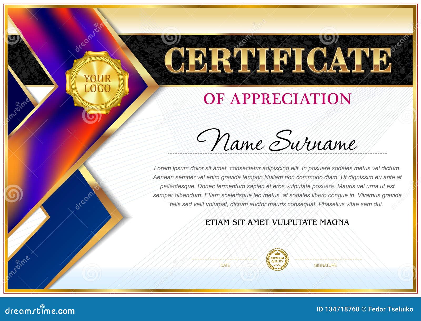 Certificate of Appreciation Template. Stock Illustration With Regard To Thanks Certificate Template