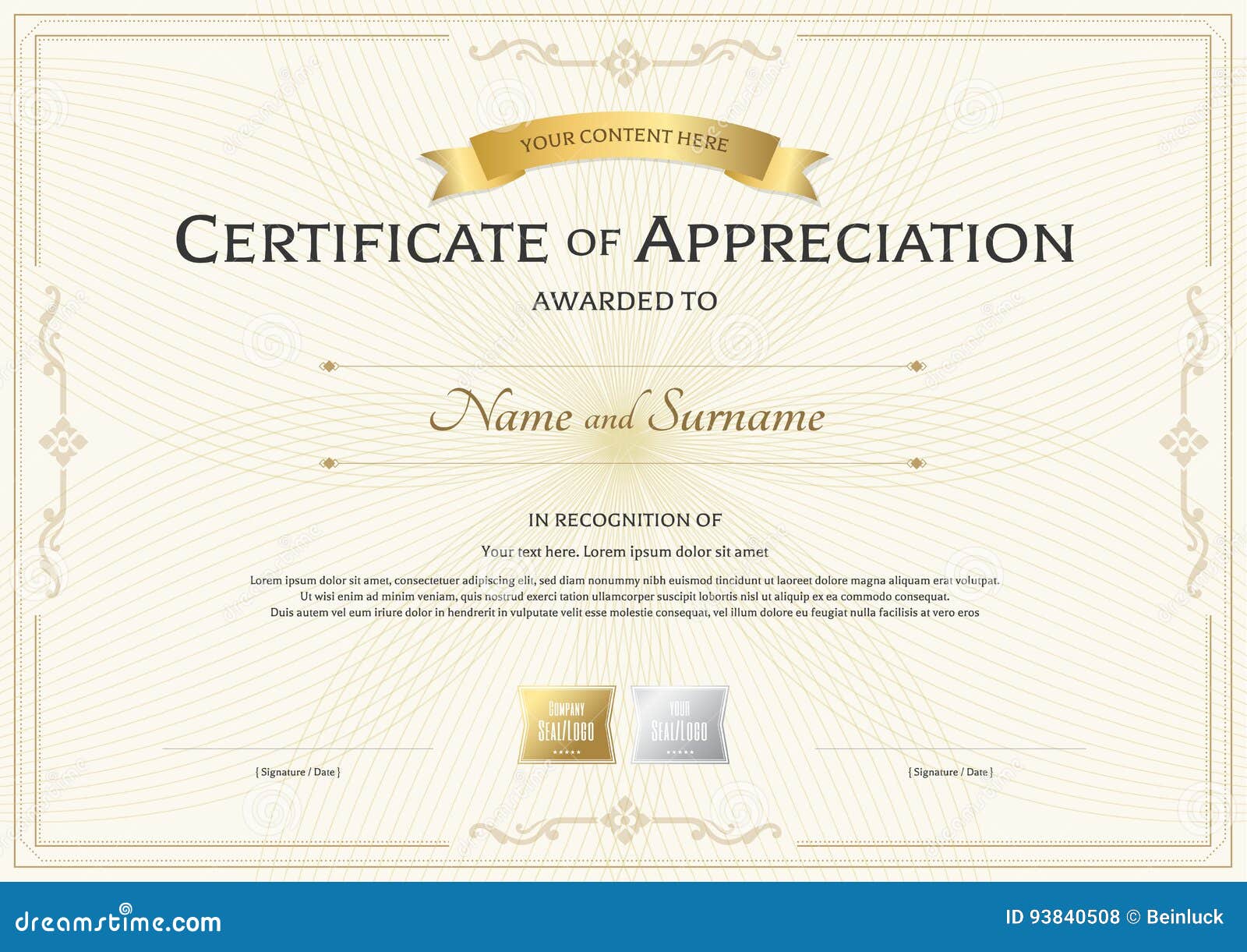 Appreciation Certificate Stock Illustrations – 22,22 Appreciation Regarding Gratitude Certificate Template