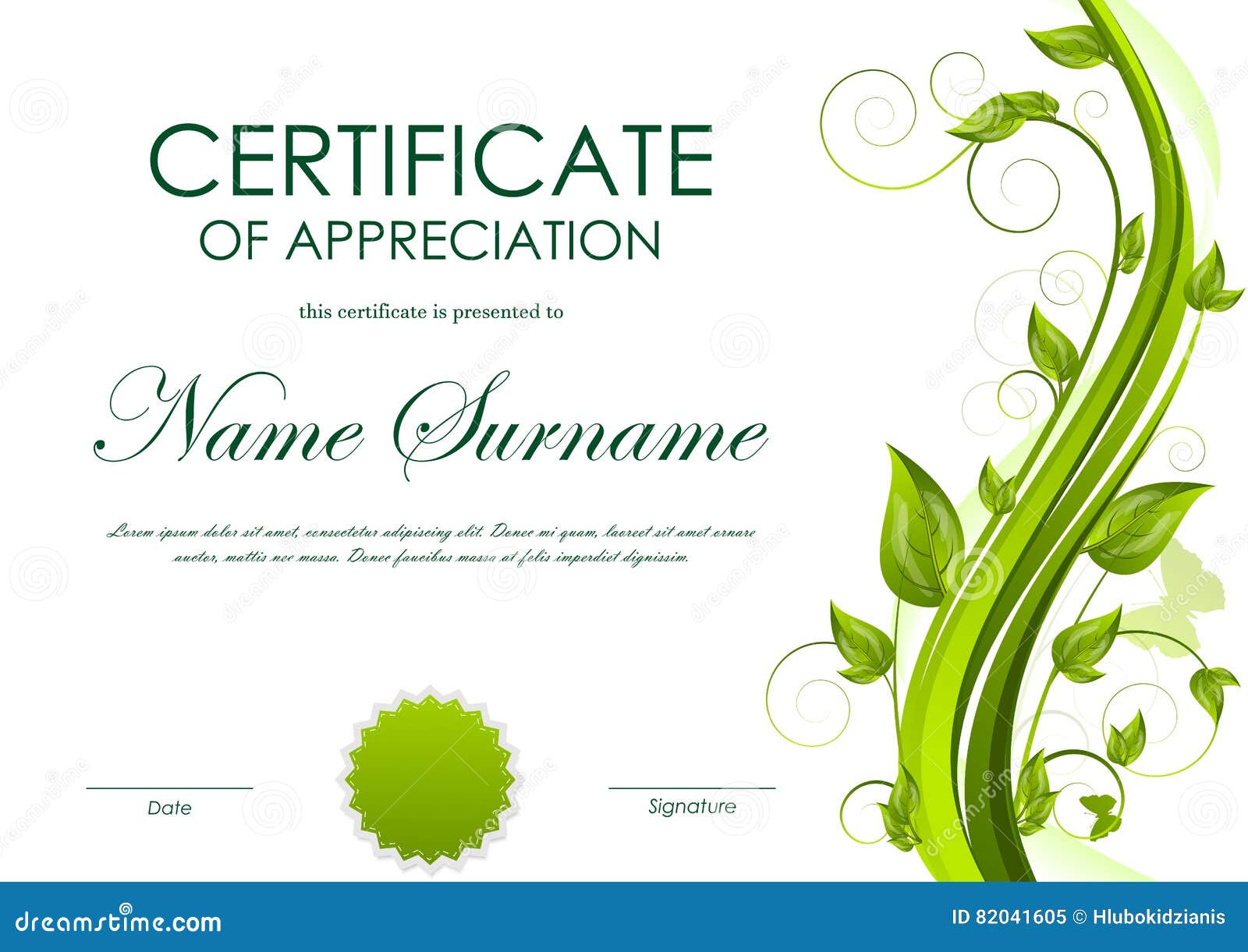 Certificate Of Appreciation Template With Gold Border Vector