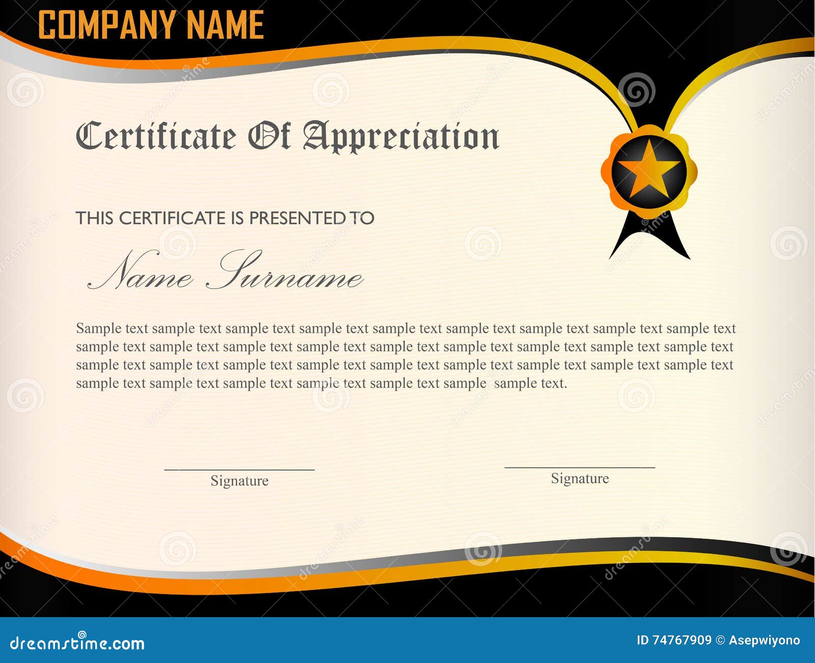 Certificate Appreciation Template Stock Vector - Illustration of Within Certificate Of Appreciation Template Doc