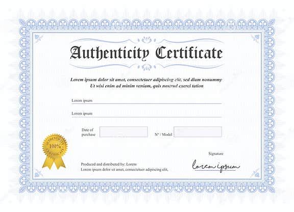 Certificate of Authenticity, Vector Illustration with Watermark and ...